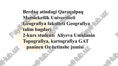 topografik xaritalar va geografik koordinatalarini aniqlash — PPTX