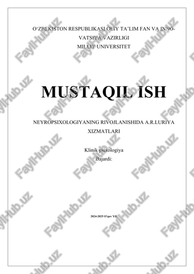neyropsixologiyaning rivojlanishida a.r.luriya xizmatlari — DOCX