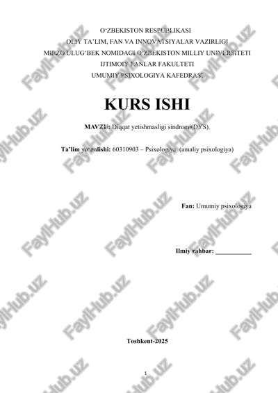 diqqat yetishmasligi sindromi(dys — DOCX