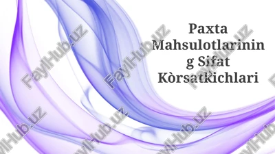 paxta mahsulotlarining sifat kòrsatkichlari — PPTX
