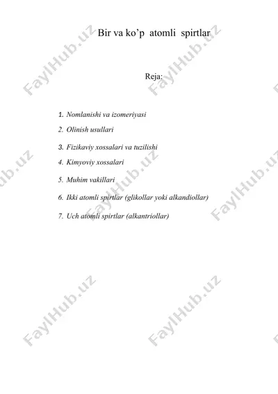 bir va ko’p atomli spirtlar — DOCX