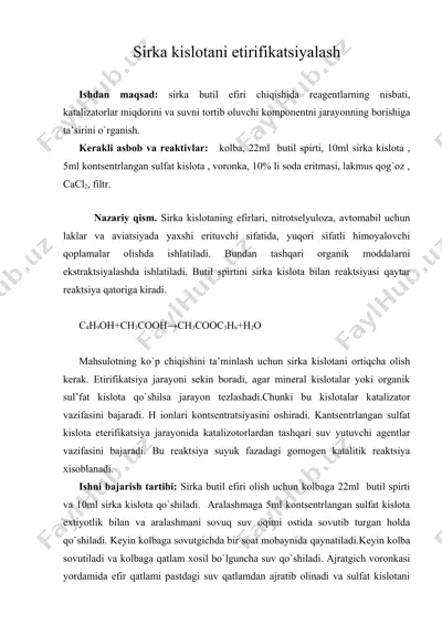 sirka kislоtani etirifikatsiyalash — DOC