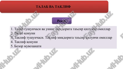 talab va taklif — PPTX