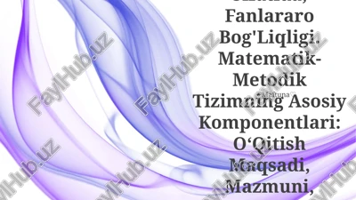 boshlang'ich sinflarda matematika o‘qitish metodikasi fan sifatida, fanlararo bog'liqligi — PPTX
