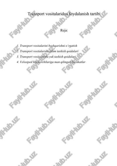 transport vositalaridan foydalanish tartibi — DOC