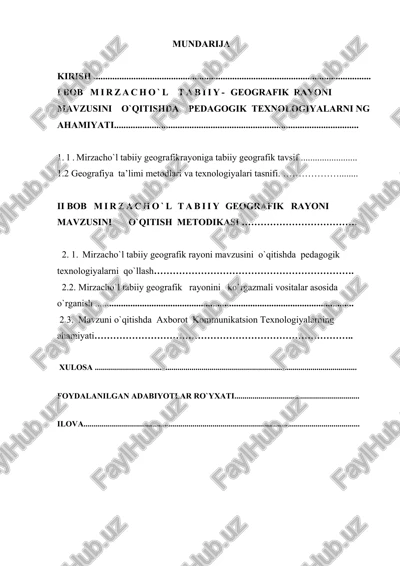 mirzacho`l tabiiy- geografik rayoni mavzusi — DOC
