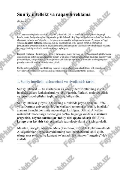 sun’iy intellekt va raqamli reklama (referat) — DOCX