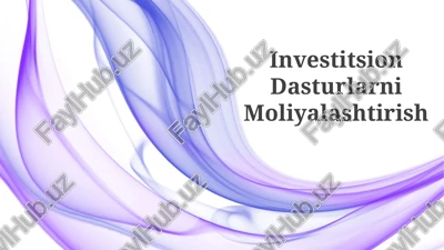 investitsion dasturlarni moliyalashtirish — PPTX