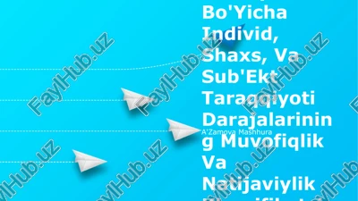 a. a. bodalyev bo'yicha individ, shaxs, va sub'ekt taraqqiyoti darajalarining muvofiqlik va natijaviylik klassifikatsiyasi — PPTX