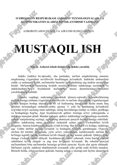 axborot izlash tizimlarida indeks yaratish — DOC