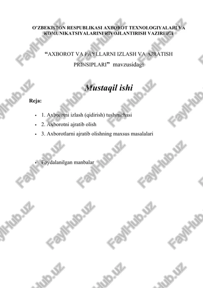 axborot va fayllarni izlash va ajratish prinsiplari — DOC