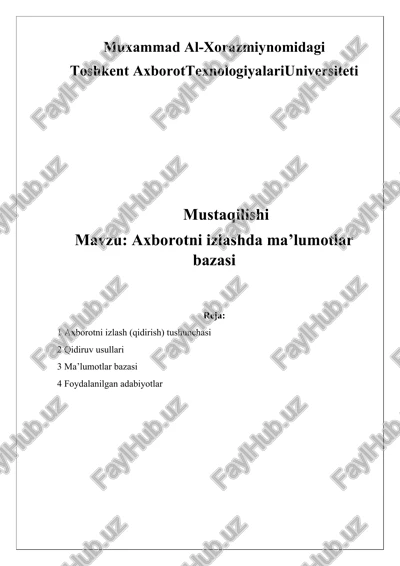 axborotni izlashda ma’lumotlar bazasi — DOCX