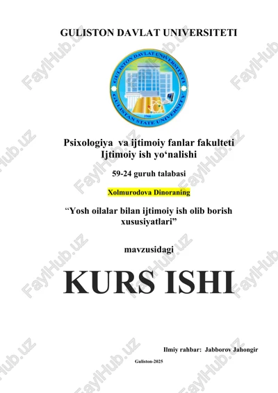 yosh oilalar bilan ijtimoiy ish olib borish xususiyatlari — DOCX