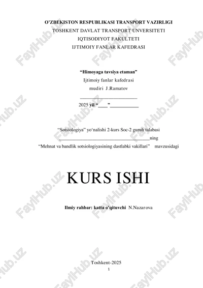 mehnat va bandlik sotsiologiyasining dastlabki vakillari — PDF
