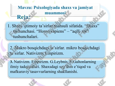 psixologiyada shaxs va jamiyat muammosi — PPT