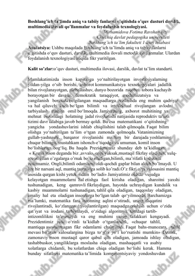 boshlang‘ich ta’limda aniq va tabiiy fanlarni o‘qitishda o‘quv dasturi — DOCX
