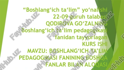 boshlang‘ichta‘lim pedagogikasi — PPTX