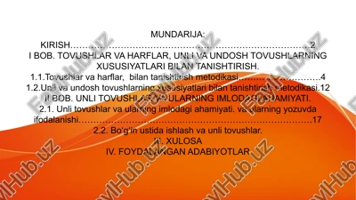 tovushlar va harflar, unli va undosh tovushlarning xususiyatlari bilan tanishtirish — PPTX