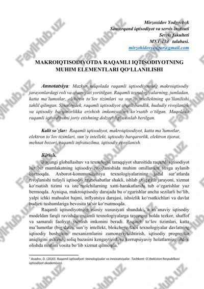 makroiqtisodiyotda raqamli iqtisodiyotning muhim elementlari qo‘llanilishi — DOCX