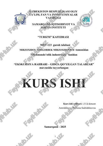 ekskursiya rahbari – gidga qo‘yilgan talablar — DOCX