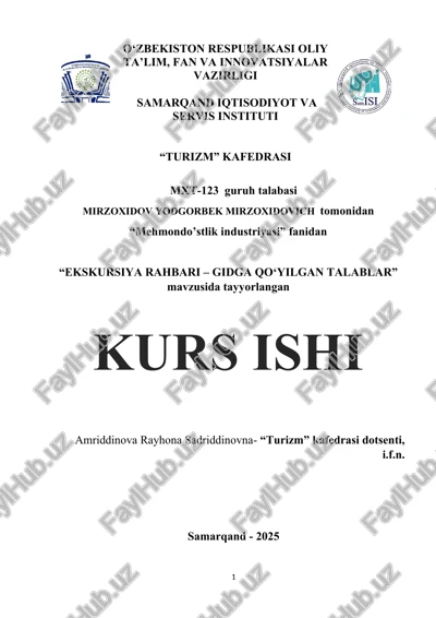 ekskursiya rahbari – gidga qo‘yilgan talablar — DOCX