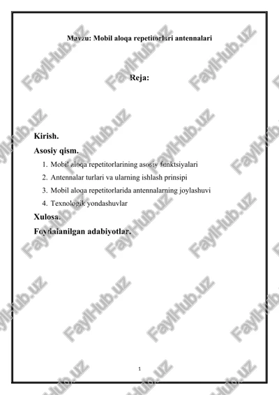 mobil aloqa repetitorlari antennalari — DOCX