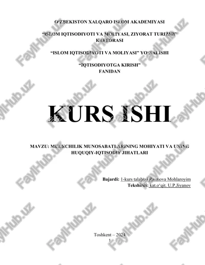 iqtisodiyotga kirish fanidan kurs ishi — DOCX