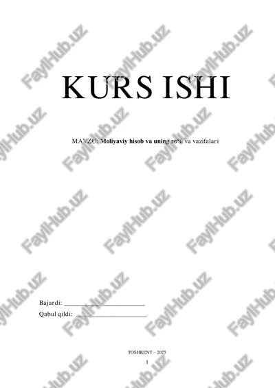 moliyaviy hisob va uning ro‘li va vazifalari — PDF