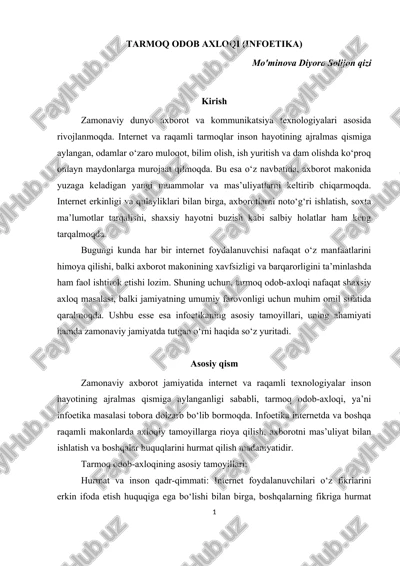 tarmoq odob axloqi (infoetika) — DOC