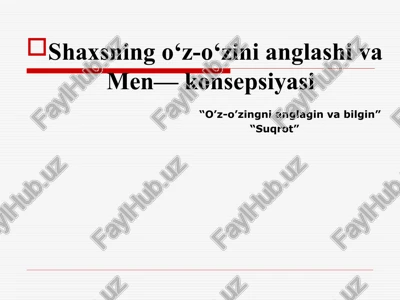 o'z-o'zini anglash va men— konsepsiyasi — PPT