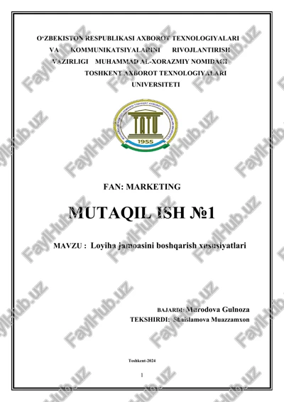 loyiha jamoasini boshqarish xususiyatlari — DOCX