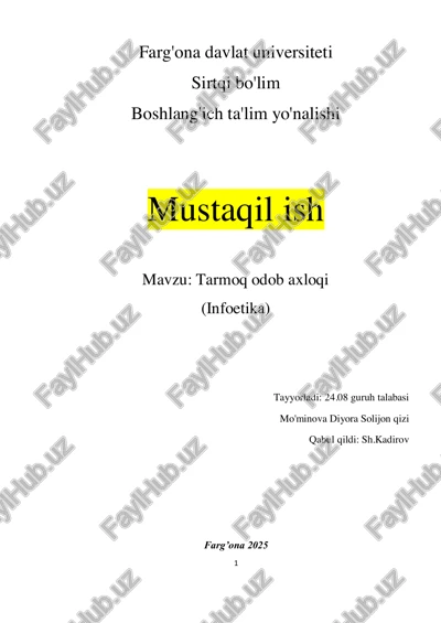 tarmoq odob axloqi (infoetika) — PDF