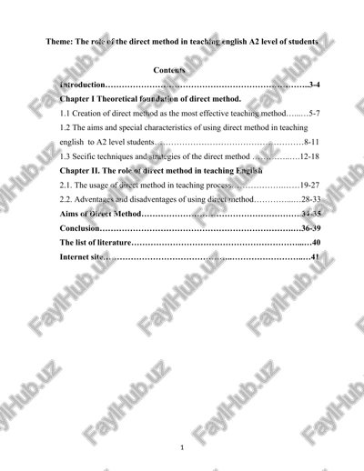 the role of the direct method in teaching english a2 level of students — DOC