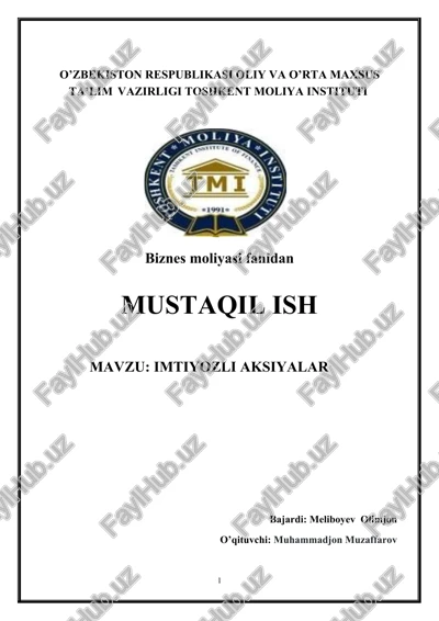 imtiyozli aksiyalar — DOCX