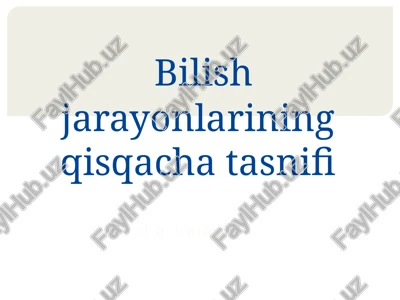 bilishjarayonlarining qisqacha tasnifi — PPTX