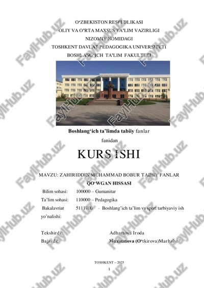 zahiriddin muhammad bobur tabiiy fanlar qo‘wgan hissasi — PDF