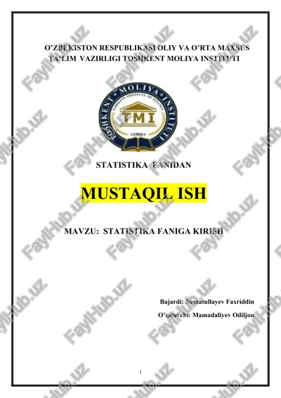 statistika faniga kirish — DOCX