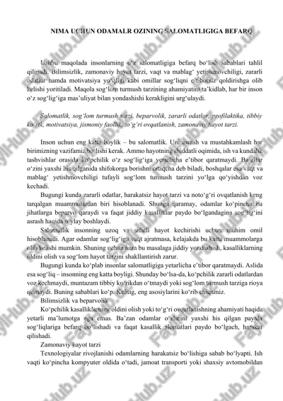 salomatlik va sog‘lom turmush — DOCX