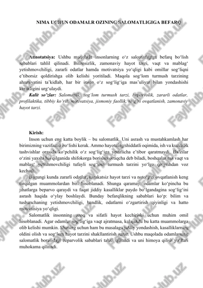 sog‘lom turmush tarzi — DOCX