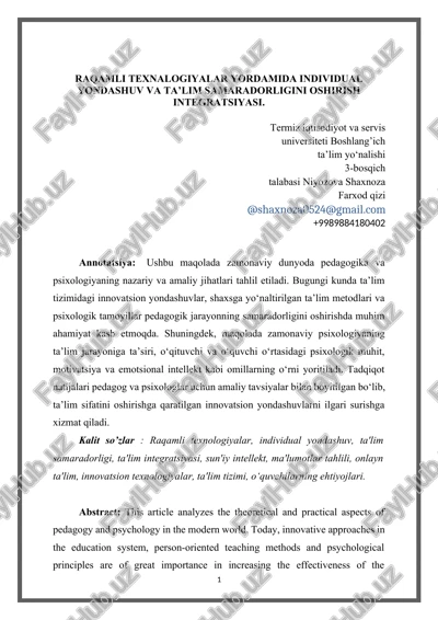 zamonaviy pedagogika va psixologiya — DOCX