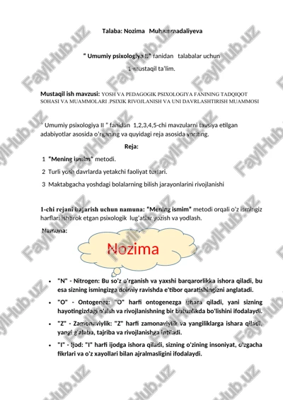 umumiy psixologiya ii — DOCX