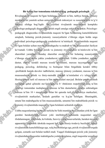 psixologik pedagogik diagnostika — DOCX
