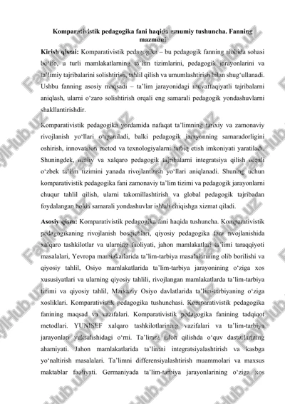 komparativistik pedagogika — DOCX