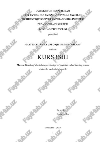 boshlang‘ich sinflarda matematika o‘qitishda og‘zaki va yozma hisoblash metodikasi — PDF