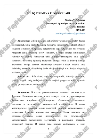 soliq tizimi va funksiyalari — DOCX