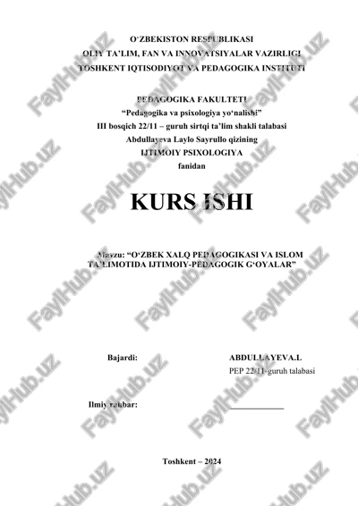 "ijtimoiy psixologiya fanidan kurs ishi" — DOC