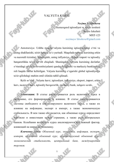 valyuta kursi — PDF