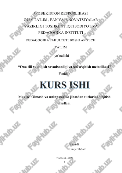 olmosh va uning ma’no jihatdan turlarini o‘qitish usullari — PDF