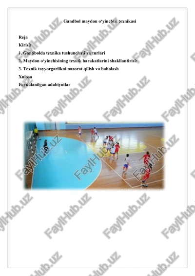 gandbol maydon o‘yinchisi texnikasi — DOCX