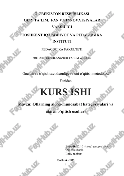 "otlarning aloqa-munosabat kategoriyalari va ularni oʻqitish usullari" — DOCX